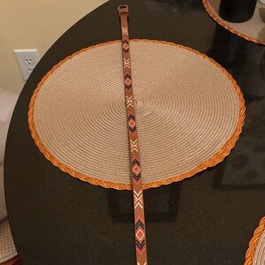 Haute Hippie Multicolor Western Bohemian Patterned Belt 1/2 in wide Gold Tone
